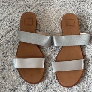 Dolce Vita Silver and Gray Slides, 1/2 inch wedge bc size 8